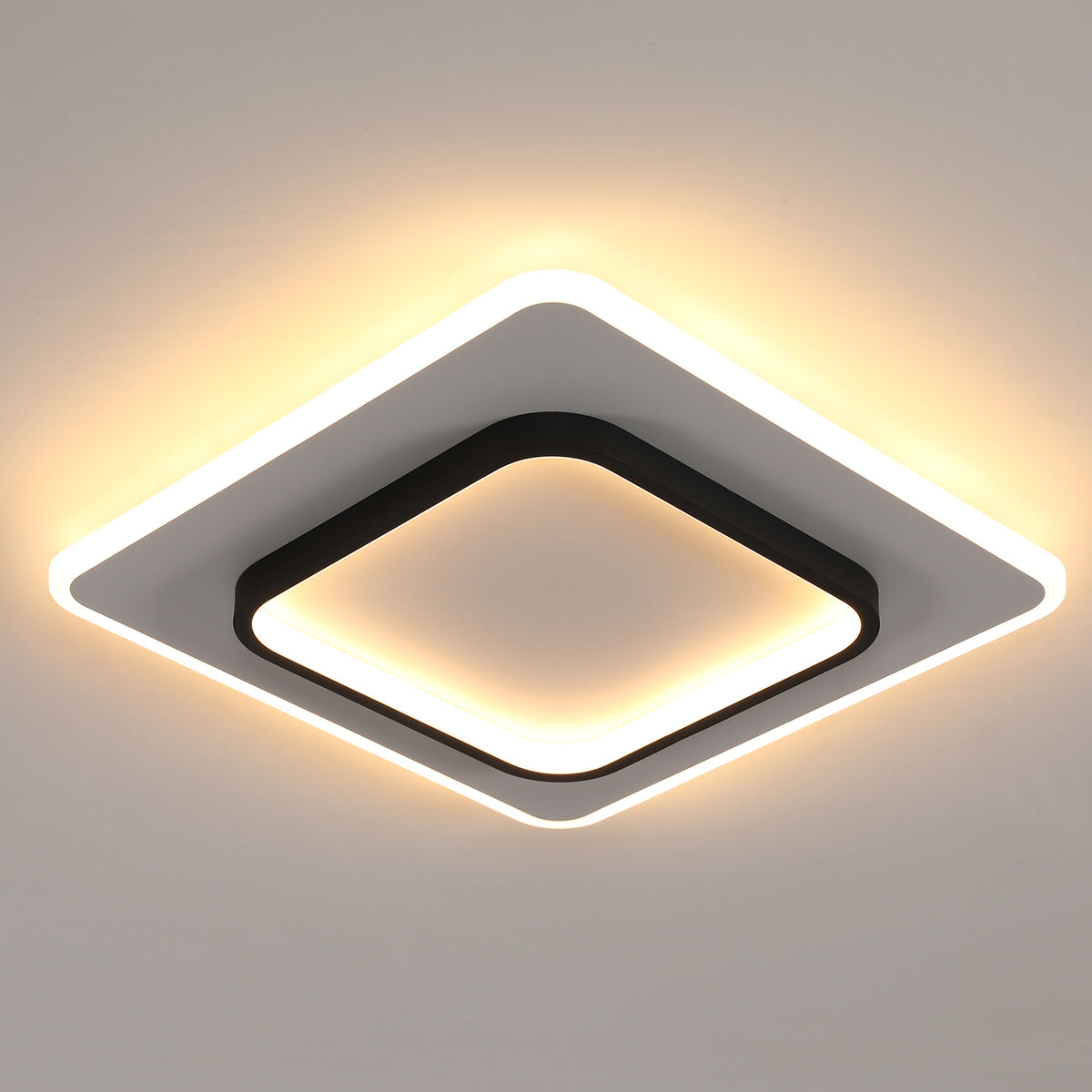 LED-plafondlamp, vierkant zwart + wit, 40W 3500K koel wit licht, 40*40*5CM, voor gangpad