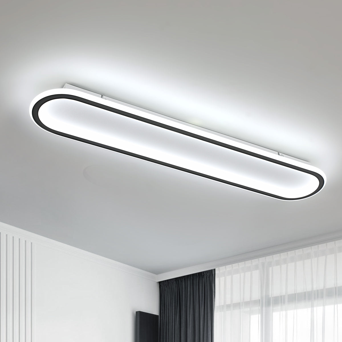 Moderne LED-Deckenleuchte in Schwarz-Weiß-Schienenform 80,5 x 16 x 5 cm – weißes Licht 6500 K, 68 W, 220 V