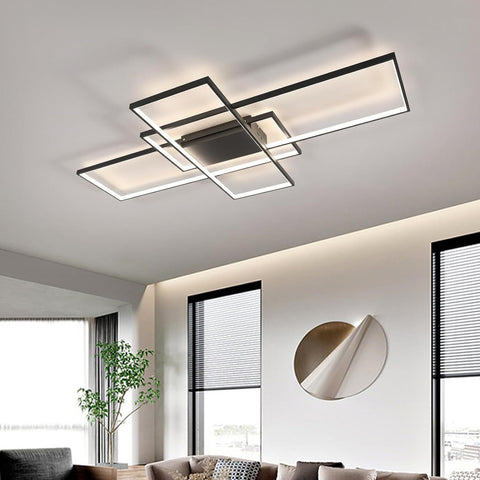 Moderne dimmbare LED-Deckenleuchte, dimmbar, 3000 K-6000 K, rechteckige Deckenleuchte für Wohnzimmer, Schlafzimmer, Esszimmer, Büro, Schwarz