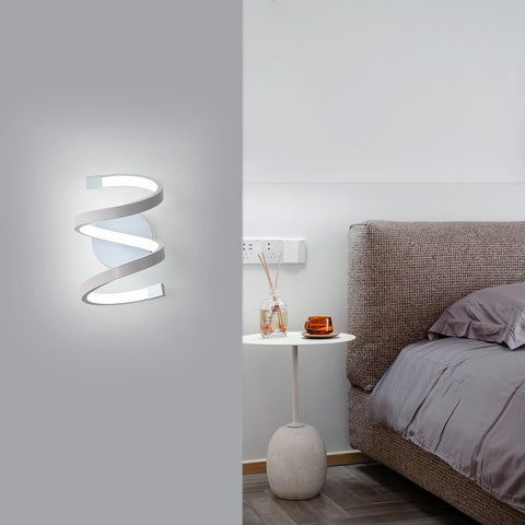 Spiralförmige LED-Wandleuchte, moderne 18 W Kaltweiß 6500 K Wandlampe für Schlafzimmer, Büro, Flur