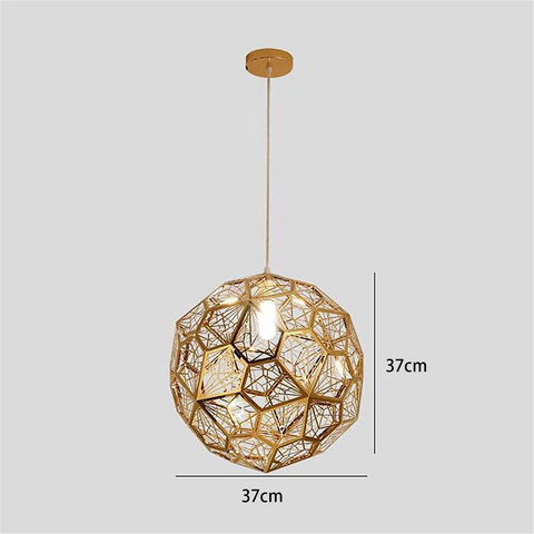 Goldene Deckenleuchte aus Edelstahl, modern und minimalistisch mit polyedrischer Struktur für Esszimmer, Wohnzimmer, Schlafzimmer oder Bar – 37 cm.