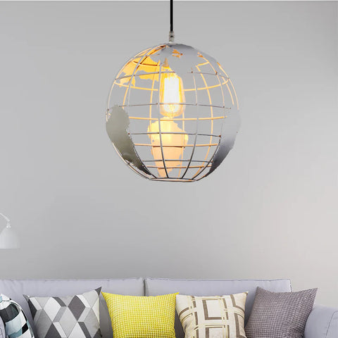Kugel-Pendelleuchte, Vintage-Industri-Hängelampen im Eisenkugel-Design, Deckenleuchte für Wohnzimmer, Esszimmer, Flur, Restaurant (weiß), ohne Glühbirne