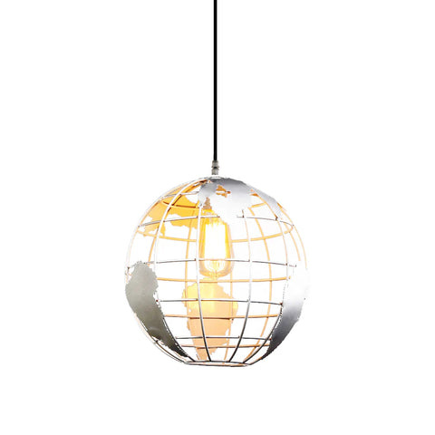 Kugel-Pendelleuchte, Vintage-Industri-Hängelampen im Eisenkugel-Design, Deckenleuchte für Wohnzimmer, Esszimmer, Flur, Restaurant (weiß), ohne Glühbirne