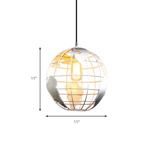 Kugel-Pendelleuchte, Vintage-Industri-Hängelampen im Eisenkugel-Design, Deckenleuchte für Wohnzimmer, Esszimmer, Flur, Restaurant (weiß), ohne Glühbirne