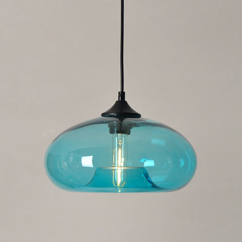 Moderne bunte Glas-Hängelampe für Wohnzimmer, Bar, Küche, Restaurant, Café, Esszimmer, nordische Beleuchtungskörper für Zuhause (blaue Farbe)