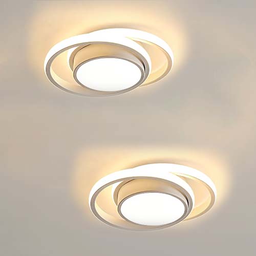 2 stks LED-plafondlamp 32 W Modern Design Warm Wit 3000 K Ronde Plafondlamp voor Woonkamer Slaapkamer Eetkamer Kantoor Wit 28 cm