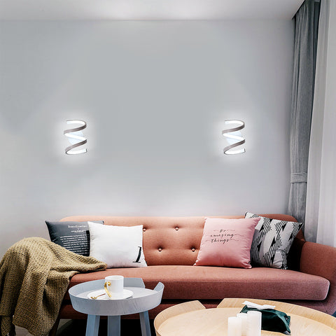 Spiralförmige LED-Wandleuchte, moderne 18 W Kaltweiß 6500 K Wandlampe für Schlafzimmer, Büro, Flur