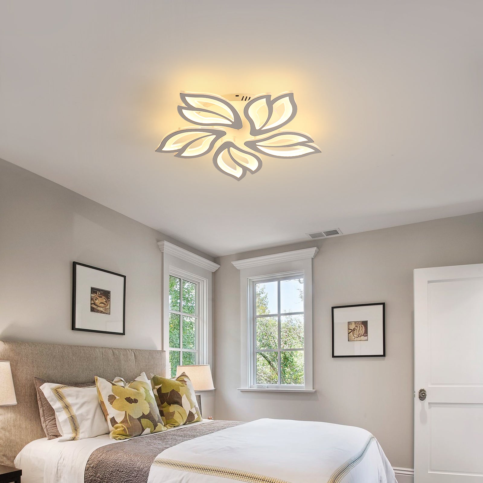 Plafonnier LED 65W, Creative Fleur de Forme Lampe de Plafond Moderne