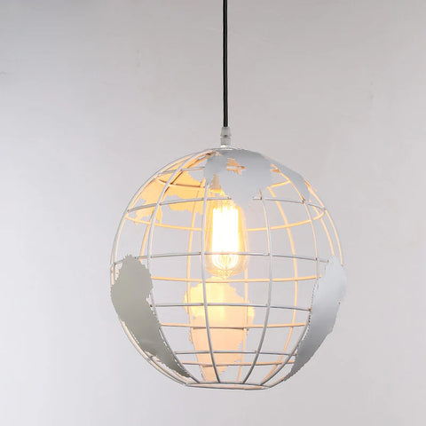 Kugel-Pendelleuchte, Vintage-Industri-Hängelampen im Eisenkugel-Design, Deckenleuchte für Wohnzimmer, Esszimmer, Flur, Restaurant (weiß), ohne Glühbirne