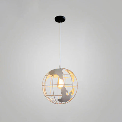 Kugel-Pendelleuchte, Vintage-Industri-Hängelampen im Eisenkugel-Design, Deckenleuchte für Wohnzimmer, Esszimmer, Flur, Restaurant (weiß), ohne Glühbirne