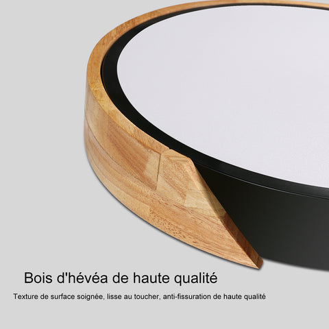 LED-Deckenleuchte aus natürlichem Eichenholz, 30 W, 6500 K, modernes rundes Design mit Acryl-Lampenschirm, Innenbeleuchtung für Wohnzimmer, Schlafzimmer, Küche