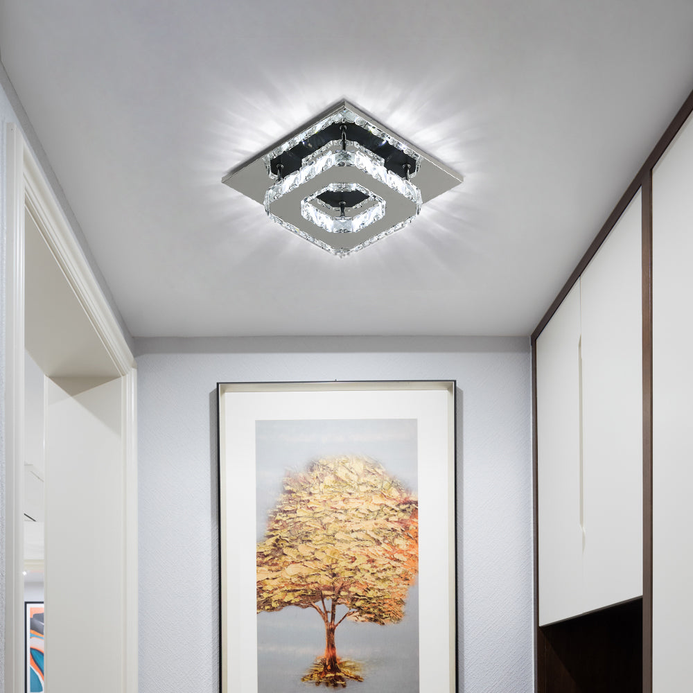 Plafonnier LED en cristal Lampe de plafond moderne 12W 6500K