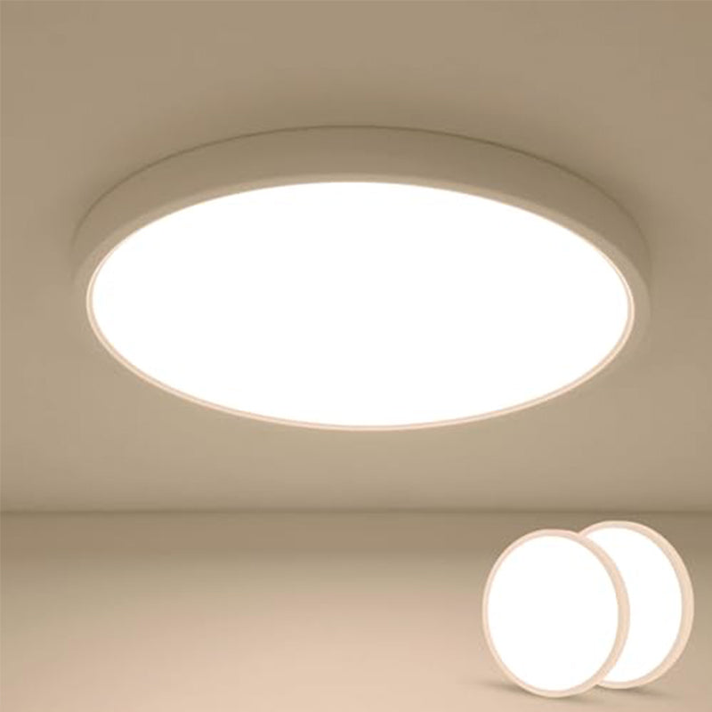 Lámpara de techo LED ultrafina de 2 piezas - Redonda de 30 cm, blanca, 24 W, luz neutra 5000 K - Ideal para sala de estar, dormitorio, cocina y pasillo