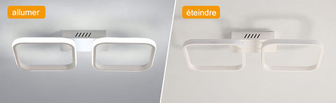 Moderne LED-Deckenleuchte, 2 weiße quadratische Deckenlampen für Küche, Schlafzimmer, Flur, 32 W, Durchmesser 50 cm