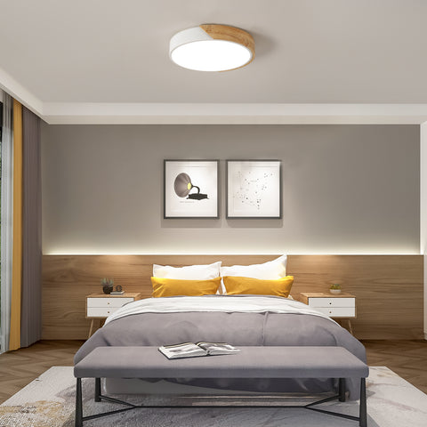 Runde Holz-LED-Deckenleuchte 30W, moderne Deckenleuchte Ø30*5CM für, Deckenleuchten 4500K