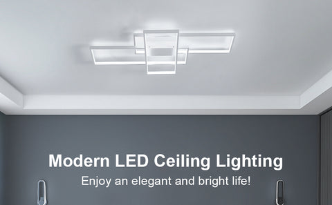 LED-Deckenleuchte, 54 W, modernes Design, Kaltweiß 6000 K, rechteckige Deckenlampe für Wohnzimmer, Schlafzimmer, Esszimmer, Büro, Weiß