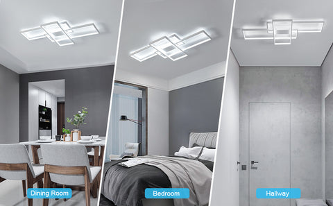 LED-Deckenleuchte, 54 W, modernes Design, Kaltweiß 6000 K, rechteckige Deckenlampe für Wohnzimmer, Schlafzimmer, Esszimmer, Büro, Weiß