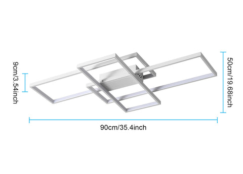 LED-Deckenleuchte, 54 W, modernes Design, Kaltweiß 6000 K, rechteckige Deckenlampe für Wohnzimmer, Schlafzimmer, Esszimmer, Büro, Weiß