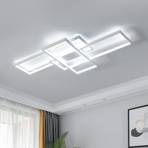 LED-Deckenleuchte, 54 W, modernes Design, Kaltweiß 6000 K, rechteckige Deckenlampe für Wohnzimmer, Schlafzimmer, Esszimmer, Büro, Weiß