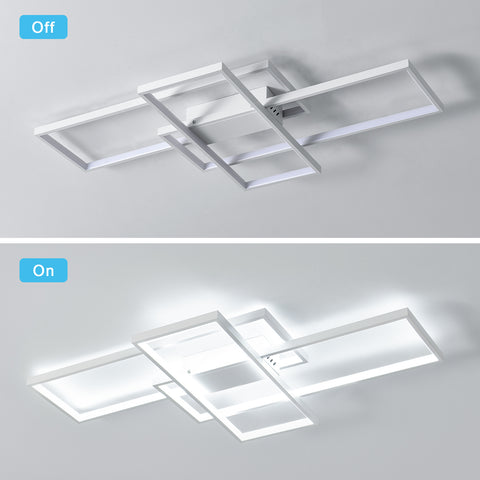 LED-Deckenleuchte, 54 W, modernes Design, Kaltweiß 6000 K, rechteckige Deckenlampe für Wohnzimmer, Schlafzimmer, Esszimmer, Büro, Weiß