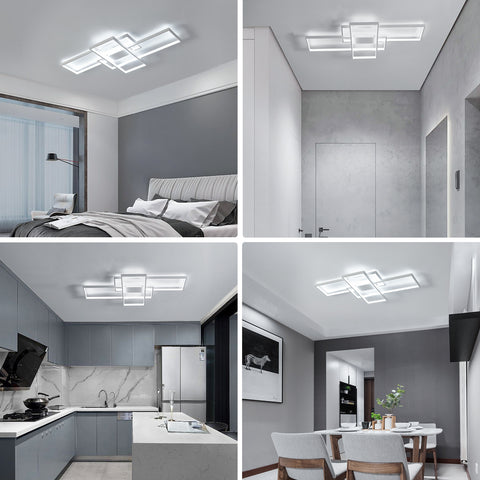 LED-Deckenleuchte, 54 W, modernes Design, Kaltweiß 6000 K, rechteckige Deckenlampe für Wohnzimmer, Schlafzimmer, Esszimmer, Büro, Weiß
