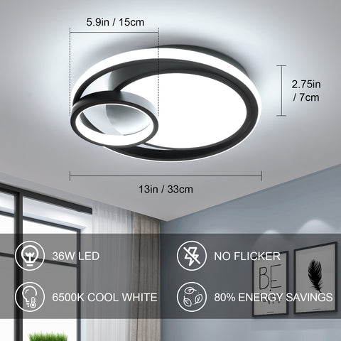 Moderne LED-Deckenleuchte mit 36 ​​W, 80 % Energieeinsparung, flimmerfrei, elegantes Design mit durchscheinendem Acryl-Lampenschirm, ideal für Wohnzimmer und Badezimmer