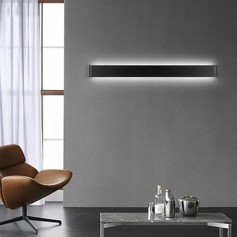 Moderne LED-Wandleuchte aus Aluminiummetall Schwarz, 91 cm, Beleuchtung, weißes Licht, 30 W, für Wohnzimmer