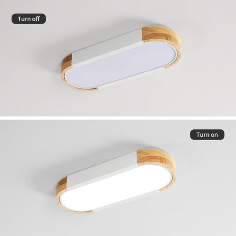 LED-Deckenleuchte aus Holz, 12 W, 6500 K, kühles Weiß, nordische moderne ovale LED-Deckenleuchte, Innen-Deckenleuchte für Schlafzimmer, Küche, Flur, Balkon 