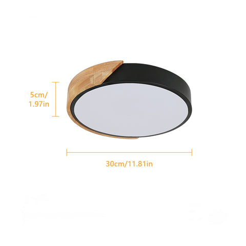 LED-Deckenleuchte aus natürlichem Eichenholz, 30 W, 6500 K, modernes rundes Design mit Acryl-Lampenschirm, Innenbeleuchtung für Wohnzimmer, Schlafzimmer, Küche