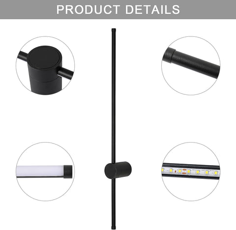 Moderne LED-Wandleuchte, Linienform, Wandlampe, 360° drehbar, warmweiß 3000 K, für Wohnzimmer, Schlafzimmer, Flur, Flur, Schwarz, 100 cm