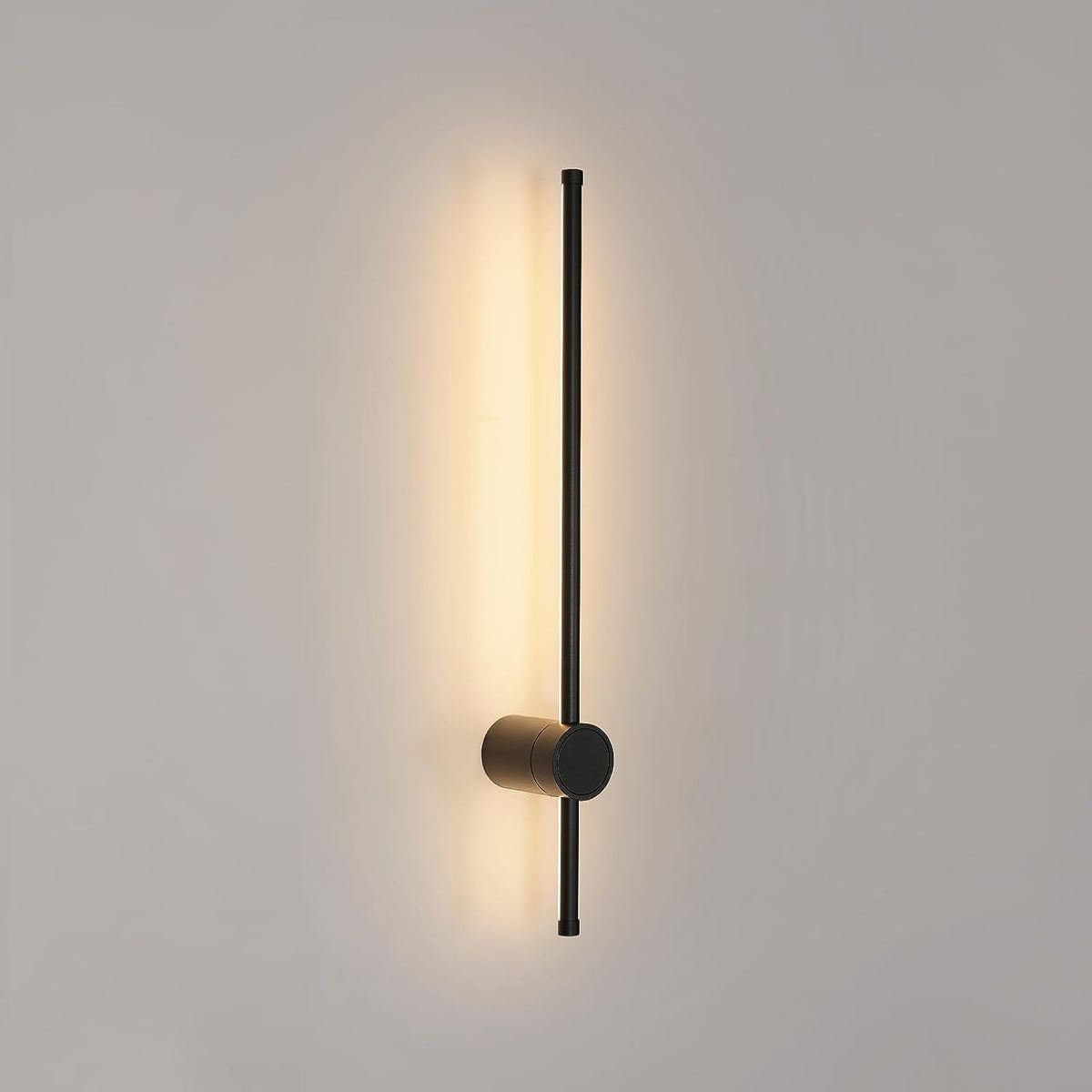 Moderne LED-Wandleuchte, Linienform, Wandlampe, 360° drehbar, Warmweiß 3000 K, für Wohnzimmer, Schlafzimmer, Flur, Flur, Schwarz, 60 cm