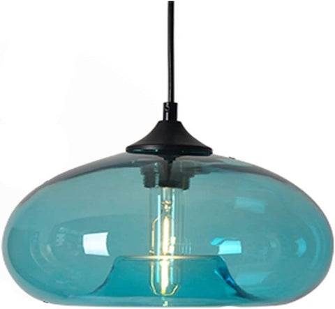 Moderne bunte Glas-Hängelampe für Wohnzimmer, Bar, Küche, Restaurant, Café, Esszimmer, nordische Beleuchtungskörper für Zuhause (blaue Farbe)