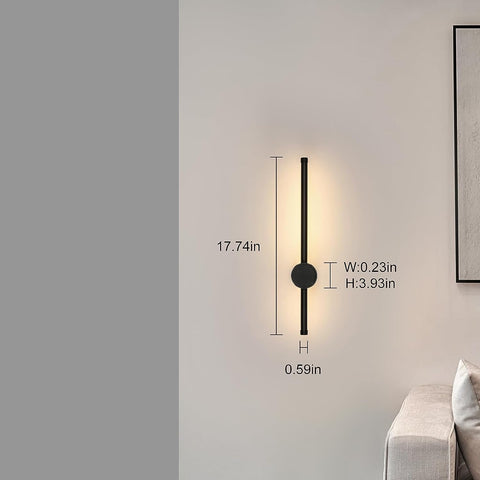 Moderne LED-Wandleuchte, Linienform, Wandlampe, 360° drehbar, warmweiß 3000 K, für Wohnzimmer, Schlafzimmer, Flur, Flur, Schwarz, 40 cm