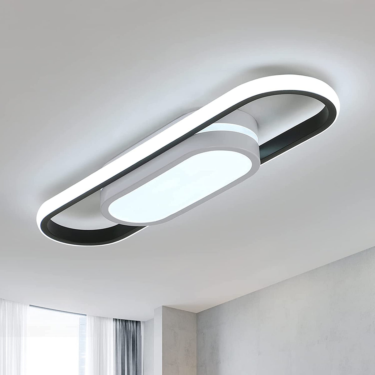 LED-Deckenleuchte, ovale Deckenleuchte aus Aluminium, 24 W einfache Deckenleuchte, 6500 K weißes Licht