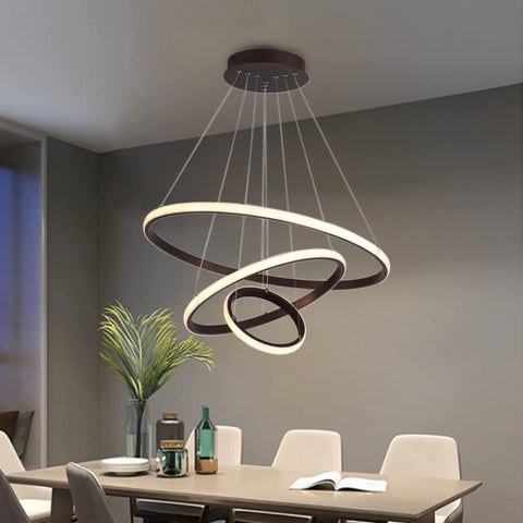 Dimmbarer Kronleuchter, 40 W, moderne Kreisringe-Pendelleuchte, dimmbar, 3000 K-6000 K, für Wohnzimmer, Schlafzimmer, Esszimmer, Büro, Schwarz