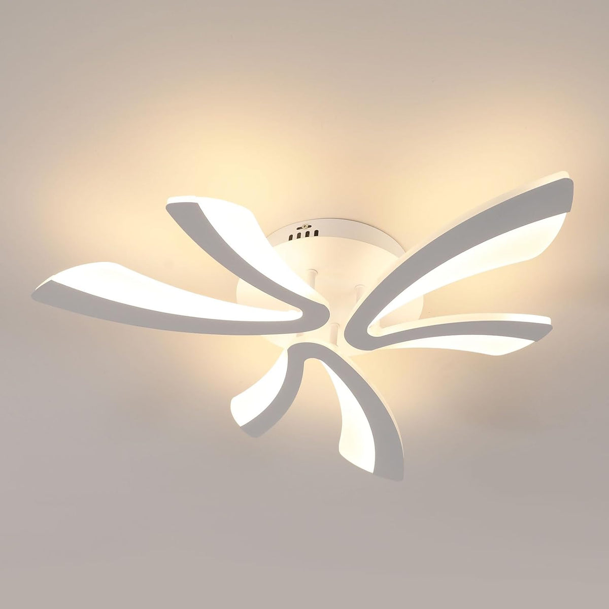 Lámpara de techo LED moderna, 36 W, 4000 lm, diseño creativo en V, lámpara de techo de acrílico blanco para dormitorio, sala de estar, restaurante, cocina, 3000 K, blanco cálido