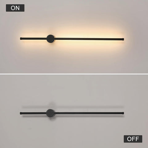 Moderne LED-Wandleuchte, Linienform, Wandlampe, 360° drehbar, warmweiß 3000 K, für Wohnzimmer, Schlafzimmer, Flur, Flur, Schwarz, 80 cm
