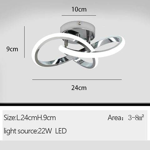 LED-Deckenleuchte, einfache modische Deckenleuchte, Silber, 6500 K weißes Licht, 22 W