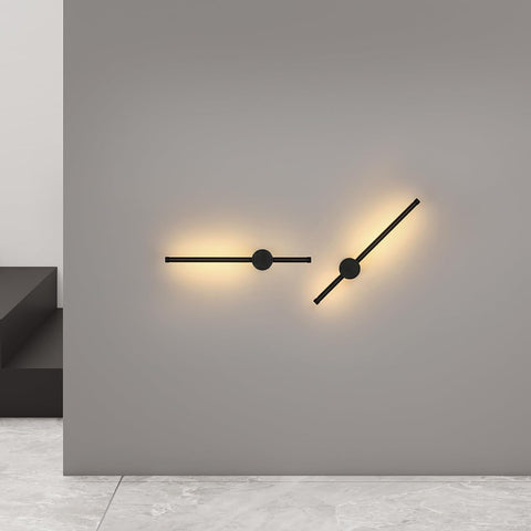 Moderne LED-Wandleuchte, Linienform, Wandlampe, 360° drehbar, warmweiß 3000 K, für Wohnzimmer, Schlafzimmer, Flur, Flur, Schwarz, 40 cm