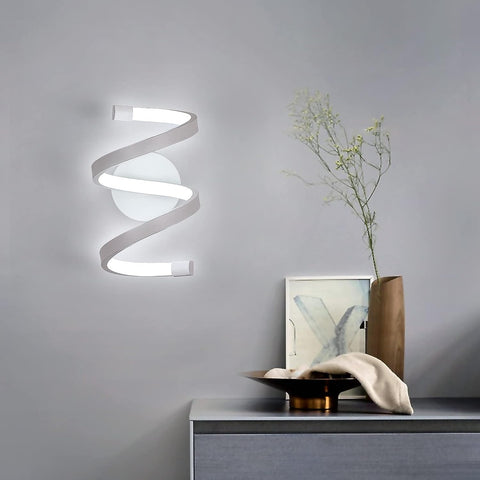 Spiralförmige LED-Wandleuchte, moderne 18 W Kaltweiß 6500 K Wandlampe für Schlafzimmer, Büro, Flur