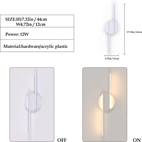 LED-Wandleuchte für den Innenbereich, moderne Wandleuchte, Aluminium-Wandleuchte für Wohnzimmer, Flur, Badezimmer, Treppe, Nachtlicht (weiß), 3000 K warmes Licht