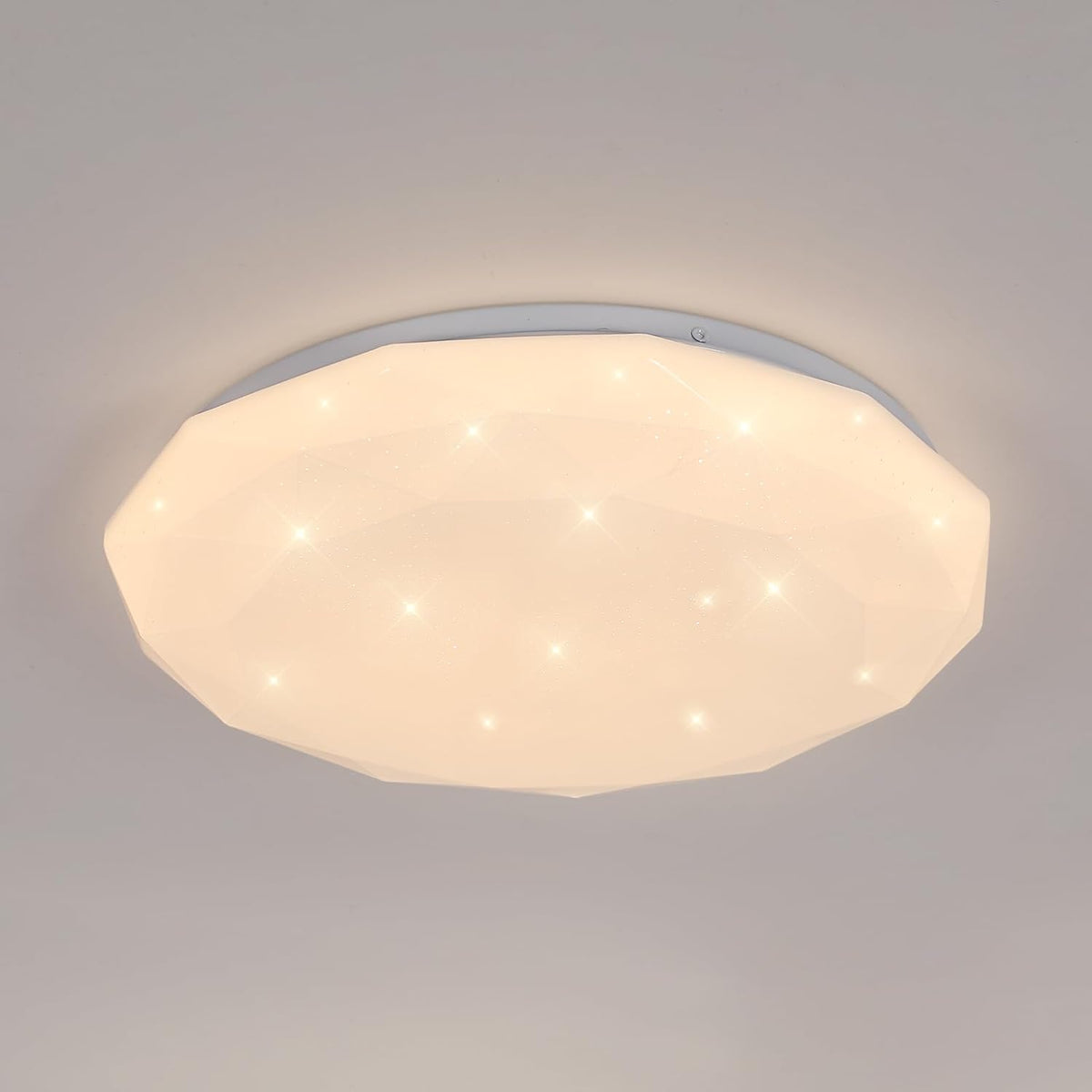 Lámpara de techo, lámpara de techo LED de estrella de 24 W, luz cálida 3000 K, lámpara de techo LED, lámpara de techo de diamante moderna para dormitorio infantil, cocina, pasillo, dormitorio, baño