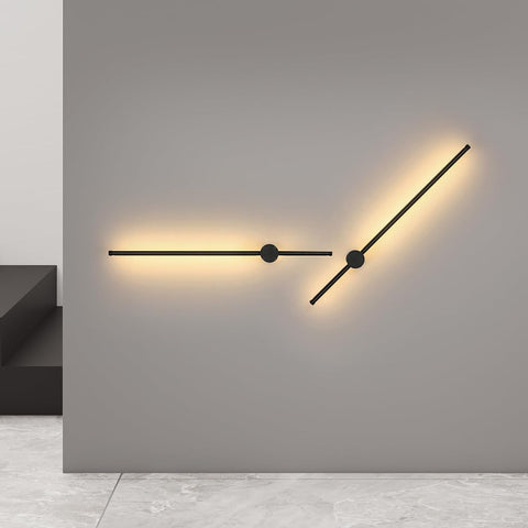 Moderne LED-Wandleuchte, Linienform, Wandlampe, 360° drehbar, warmweiß 3000 K, für Wohnzimmer, Schlafzimmer, Flur, Flur, Schwarz, 80 cm