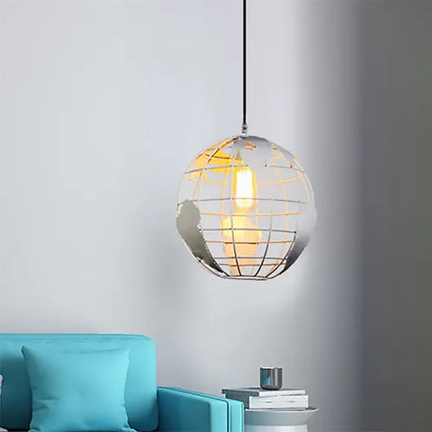 Kugel-Pendelleuchte, Vintage-Industri-Hängelampen im Eisenkugel-Design, Deckenleuchte für Wohnzimmer, Esszimmer, Flur, Restaurant (weiß), ohne Glühbirne