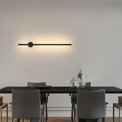 Moderne LED-Wandleuchte, Linienform, Wandlampe, 360° drehbar, Warmweiß 3000 K, für Wohnzimmer, Schlafzimmer, Flur, Flur, Schwarz, 60 cm
