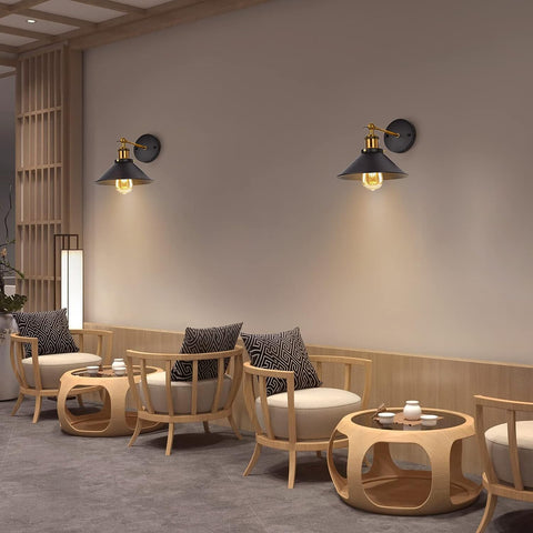 Wandleuchte für den Innenbereich, 2 Stück, Vintage-Wandleuchte mit E27-Sockel für Schlafzimmer, Restaurant, Flur, Café, Bar, Schwarz 