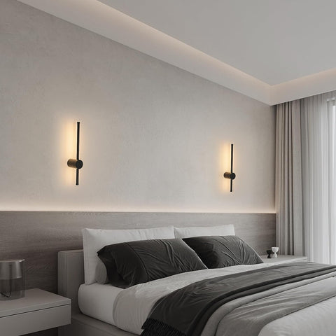 Moderne LED-Wandleuchte, Linienform, Wandlampe, 360° drehbar, warmweiß 3000 K, für Wohnzimmer, Schlafzimmer, Flur, Flur, Schwarz, 40 cm