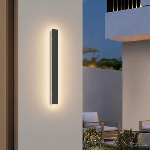 LED-Außenwandleuchte, wasserdichte minimalistische schwarze Wandleuchte, 3000 K warmes Licht, 12 W, IP65-Schutz, Acryl- und Eisenmaterial, für Innen- und Außenbeleuchtung