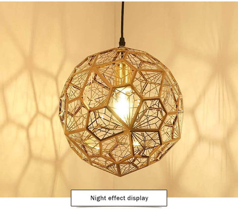 Goldene Deckenleuchte aus Edelstahl, modern und minimalistisch mit polyedrischer Struktur für Esszimmer, Wohnzimmer, Schlafzimmer oder Bar – 37 cm.
