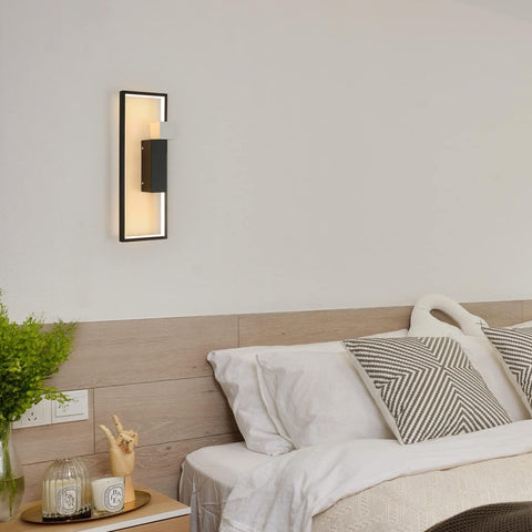 LED-Wandleuchte für den Innenbereich, 15 W, 1200 lm, schwarz, kreatives geometrisches Design, moderne 3000 K warmweiße Acryl-Wandleuchte für Wohnzimmer, Schlafzimmer, Flur, Treppen